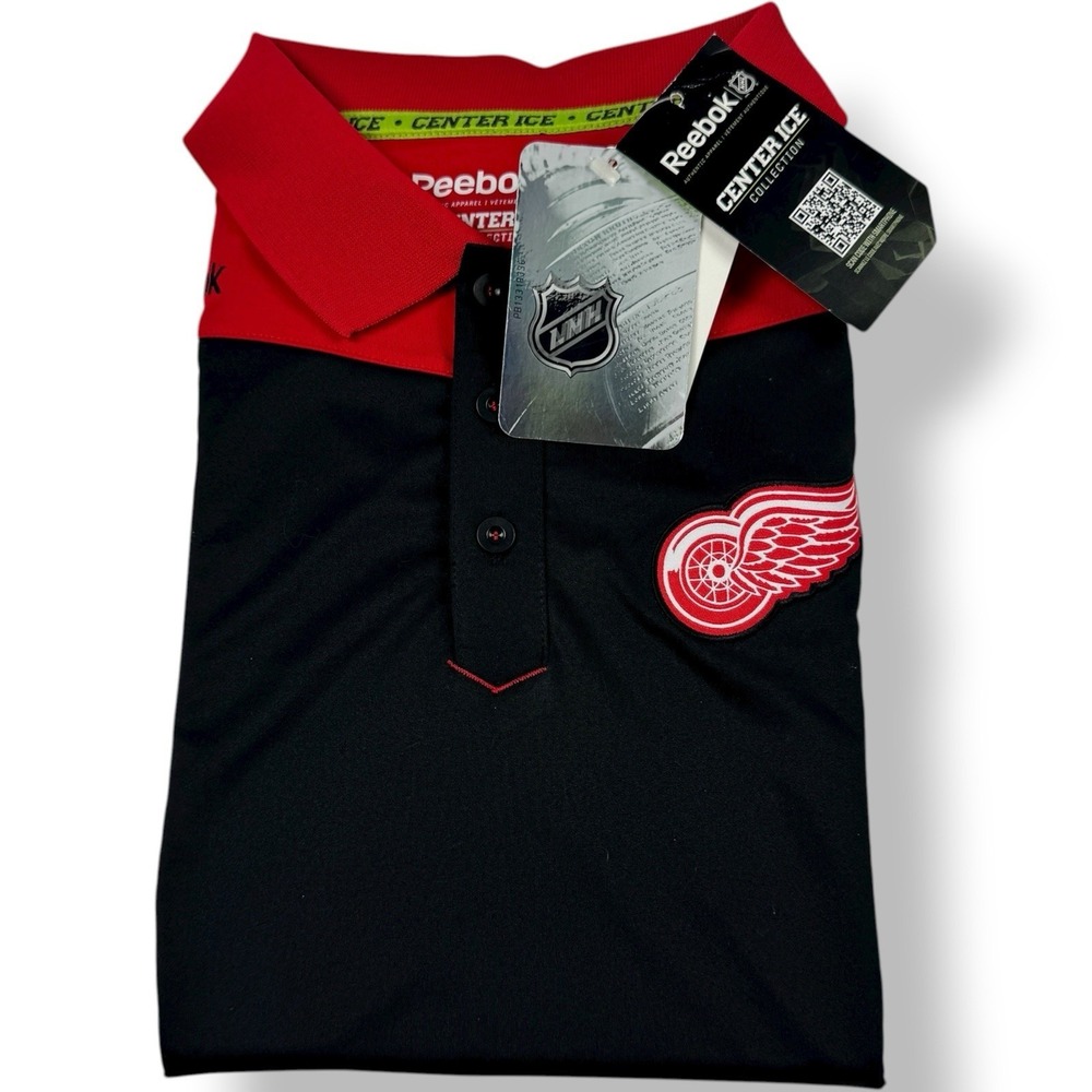 Reebok Detroit Red Wings Center Ice Performance Polo Shirt Men's Small NWT